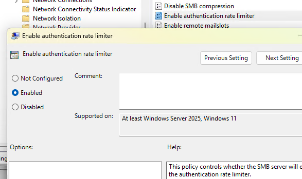 Политика: Enable authentication rate limiter 