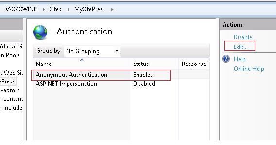 Anonymous Authentication в IIS