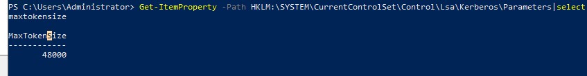 получить размер maxtokensize с помощью powershell