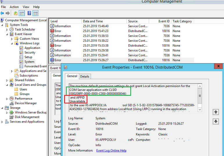 dcom 10016: not grant Local Activation permission for the COM Server application with CLSID and APPID