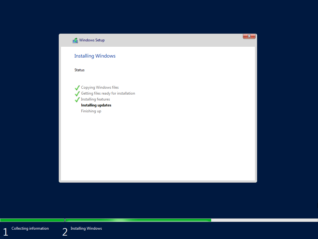 Процесс установки Windows Server 2019