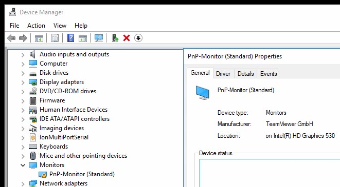 драйвер монитора Pnp-Montor Standard от TeamViewer