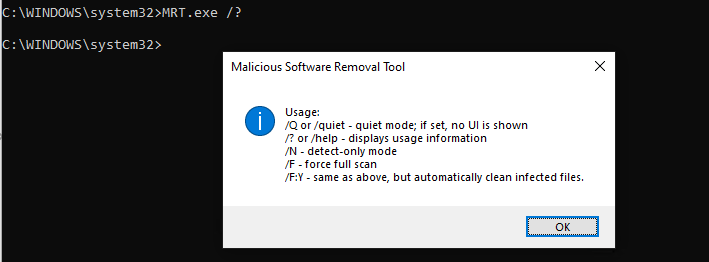 параметры командной строки mrt.exe