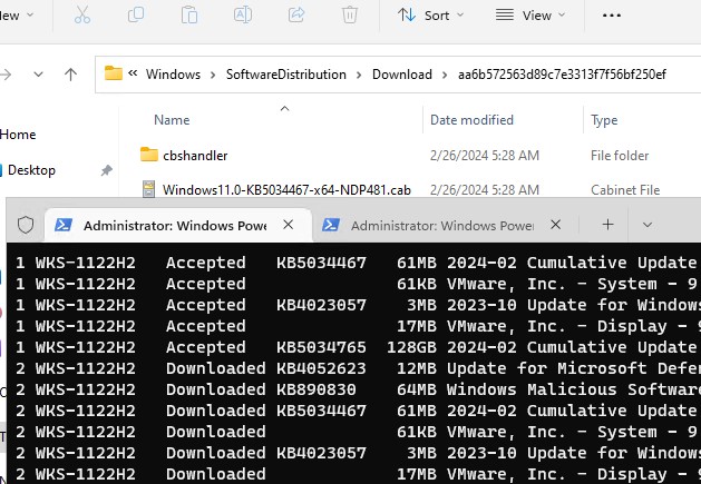 Get-WindowsUpdate скачать доступные обновления на диск