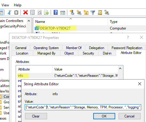 Информация о совместимости компьютера с Windows 11 в Active Directory