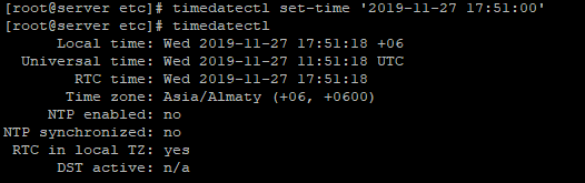 timedatectl set-time