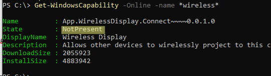 Get-WindowsCapability проверить, установлен ли компонент