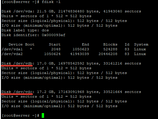 fdisk - определение физических дисков в lunux под LVM