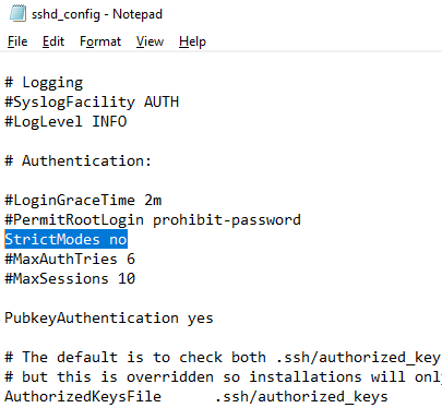 sshd_config отключить StrictModes