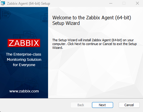 Запуск установки Zabbix Agent на Windows Server