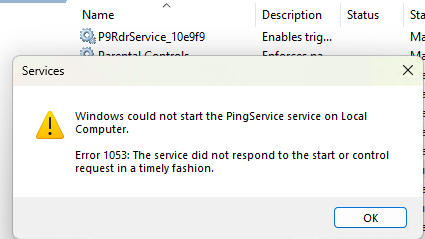 Ошибка Error 1053: The service did not respond to the start or control request in a timely fashion.