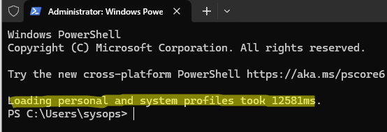 powershell: Loading personal and system profiles took 