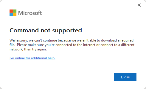 Ошибка Command not supported при установке Microsoft Office