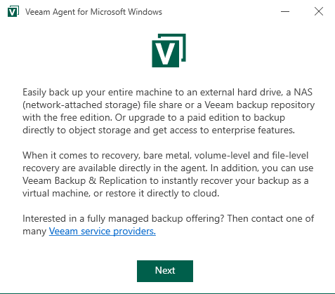 Установка Veeam Agent for Microsoft Windows