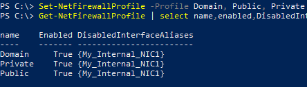 PowerShell - отключить файервол для одного сетевого интерфейса 