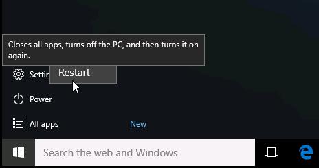 Shift + restart