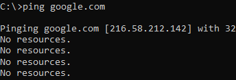 ping No resources