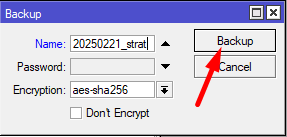 Создание файла backup в MikroTik RouterOS