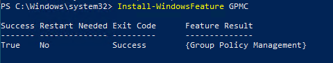 Install-WindowsFeature GPMC - установка консоли через powershell