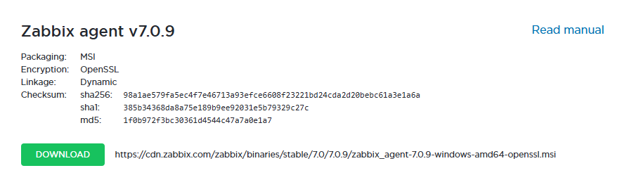 Выбор версии Zabbix Agent для Windows