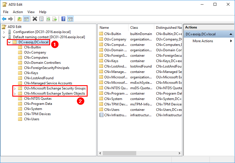 Удаление Microsoft Exchange Security Groups и Microsoft Exchange System Objects через ADSI Edit