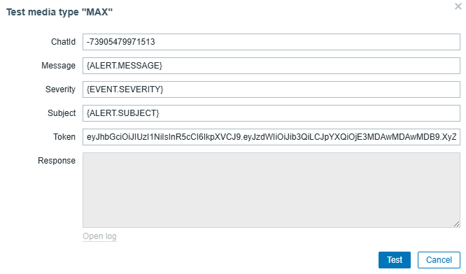 Тестирование Webhook MAX в Zabbix