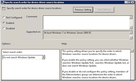 Do not search Windows Update windows 7