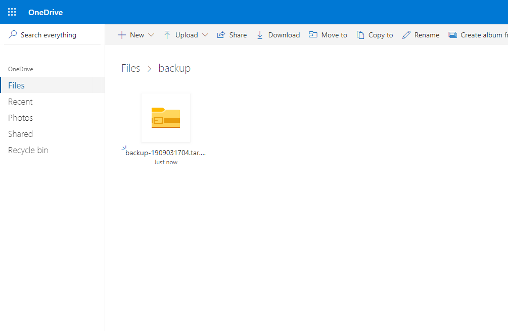 скрипт бэкапа сайта из linux на OneDrive