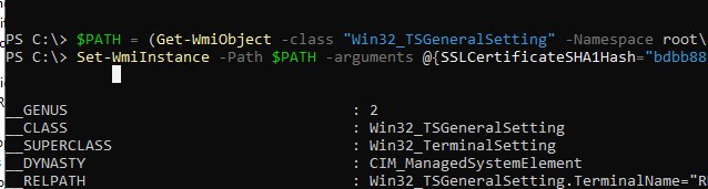 powershell: заменить rdp сертифкат