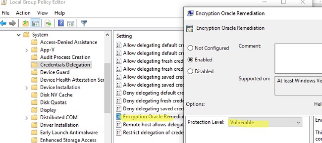 credssp включитьь политику oracle remediation