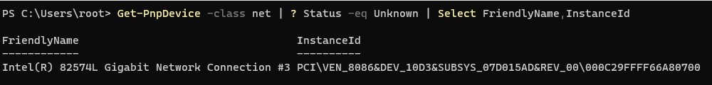 Get-PnpDevice удалить скрытые сетевые карты из powershell