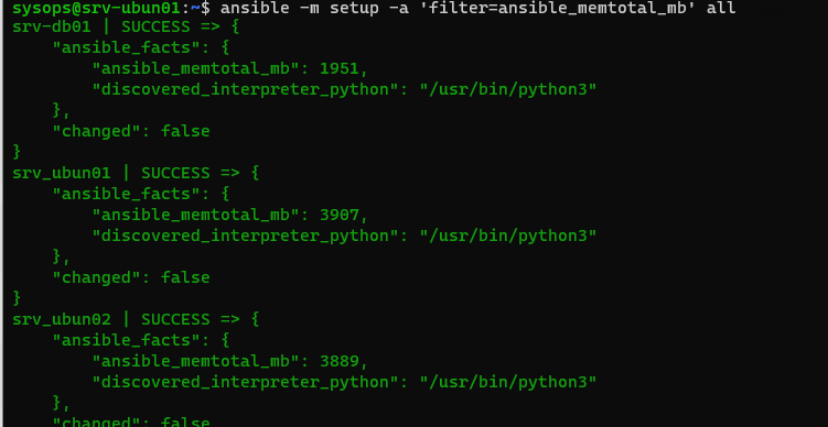ansible -m setup выполнить команду на всех хостах