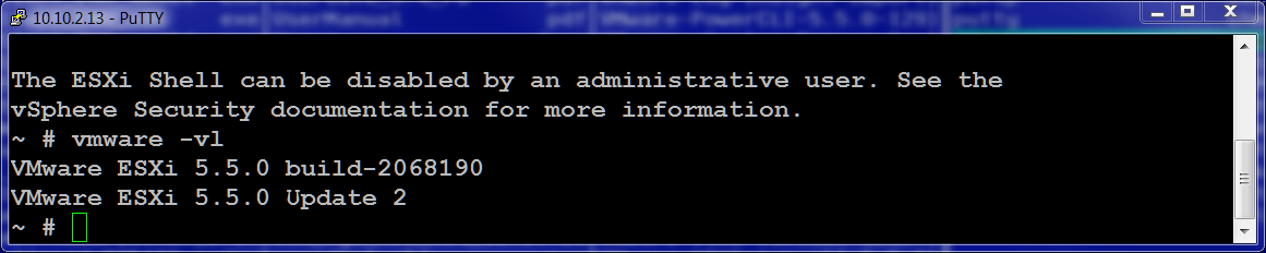 получить номер установленной версии ESXi