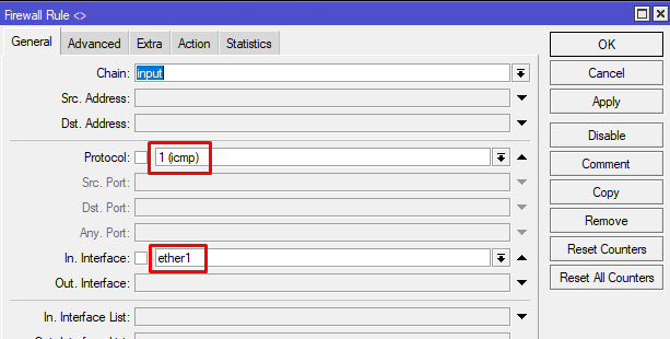 Разрешение ICMP в MikroTik Firewall