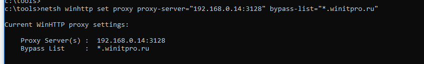 netsh winhttp set proxy proxy-server