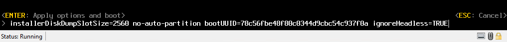 параметры загрузки esxi -> shift+o