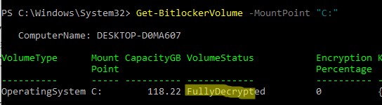 Disable-BitLocker отключить с помощью powershell
