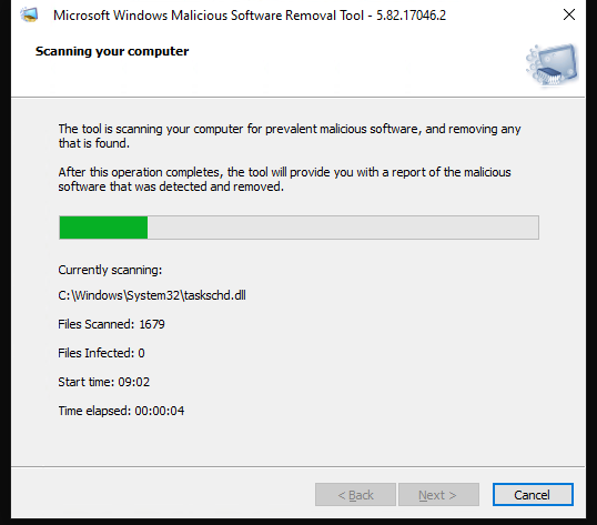проверка компьютера с помощью средства удаления вредоносных программ Windows (MRT.exe)