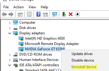 удалить устройство из диспетчера устройств windows