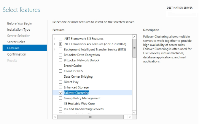 установка failover clustering в windows server 2019