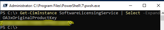 PowerShell OA3xOriginalProductKey- извлечь ключ Windows из прошивки UEFI/BIOS