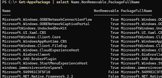 Get-AppxPackage вывести список установленных приложений Microsoft Store