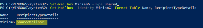 Конвертировать ящик пользователя в SharedMailbox в Exchange Server