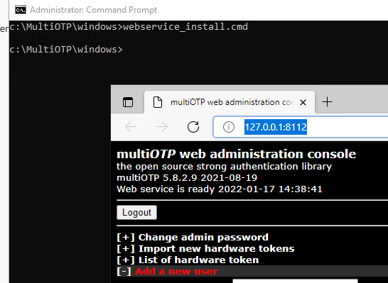 веб интерфейс multiotp