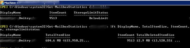 Get-MailboxStatistics -totalsize