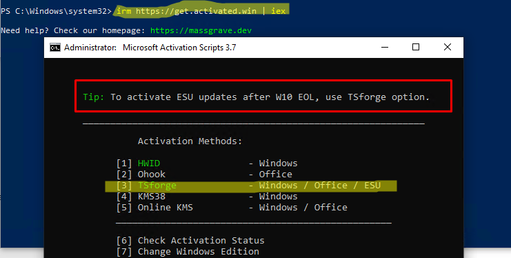 Massgrave активация подписки ESU после Windows 10 EOL