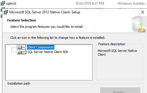 установка SQL Server Native Client