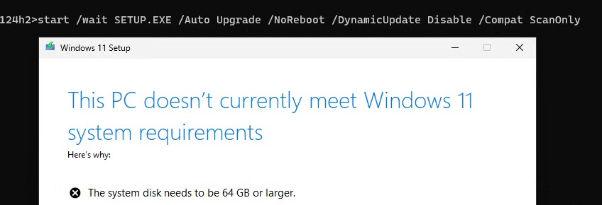 setup.exe проверить компьютер на совместимость с обновление билда Windows