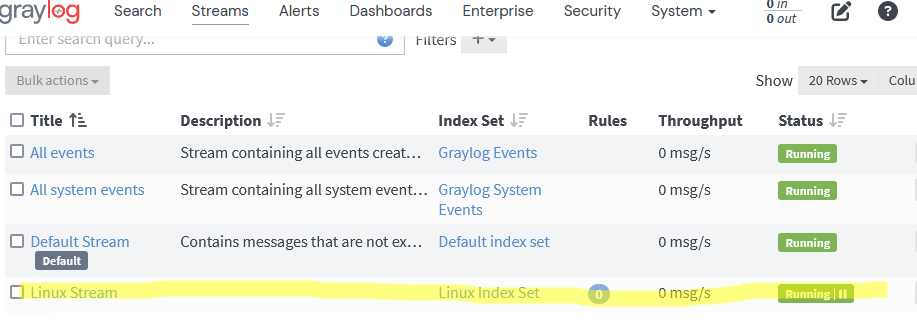 Создать новый Stream в Graylog