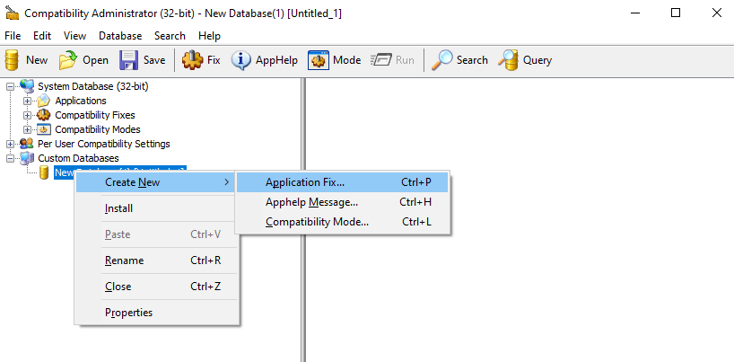 create application fix